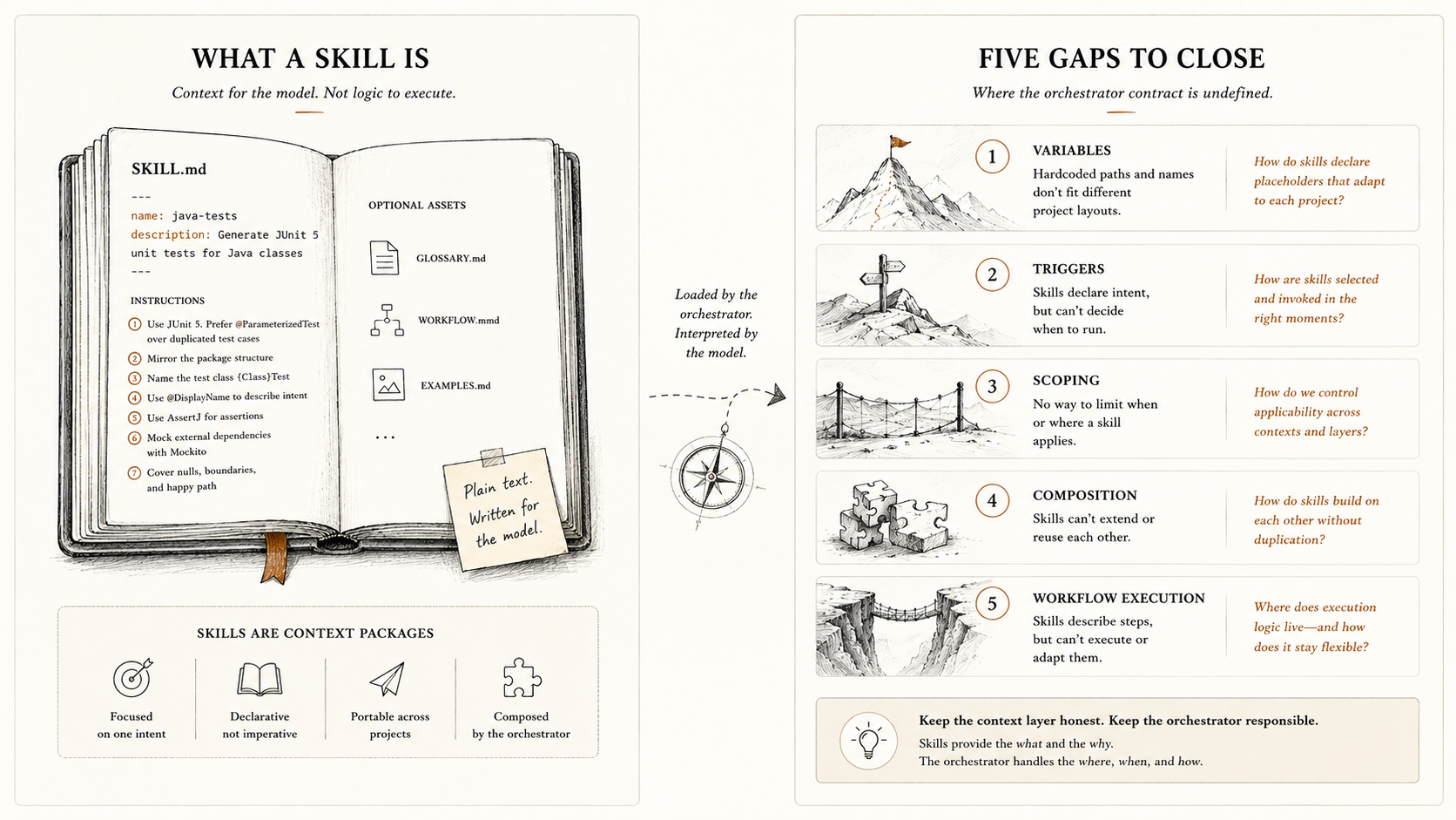 Five Gaps in Agent Skills and What Belongs in the Context Layer